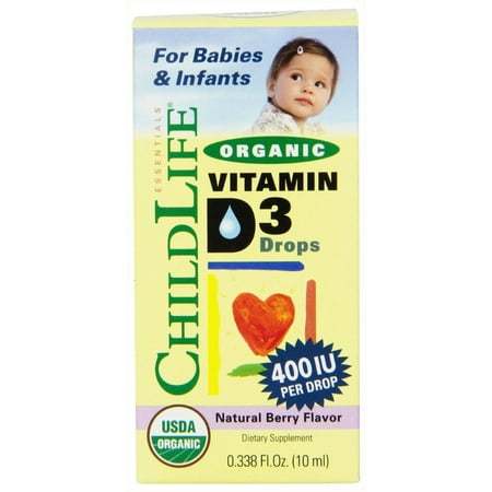 CHILD LIFE ESSENTIALS Organi vitamine D3 Drogs, saveur naturelle Berry, 0,33 OZ