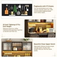 thumbnail image 4 of 74" Farmhouse Kitchen Pantry Storage Cabinet with LED Light & Charging Station, 63" W Coffee Bar Cabinet Kitchen Cupboard with Hutch and Sliding Barn Doors, Pegboard, 4 of 12