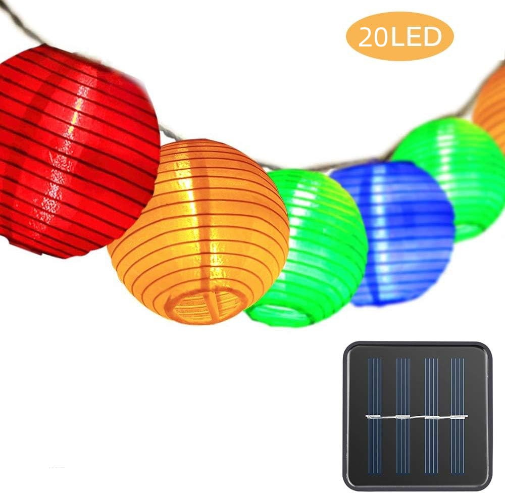 Lantern String Lights, Solar String Lights Outdoor Waterproof ,Hanging Christmas Lights, Colorful Mini Lantern String Lights For Easter Birthday Wedding Bar Backyard Lawn Patio Party Decor (20 LED)