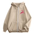 thumbnail image 4 of WEAIXIMIUNG Sweat à Capuche Zippé pour Femmes Mode Imprimé Cerf Leaping Manches Longues Poche Cordon Décontracté Sport, 4 of 6