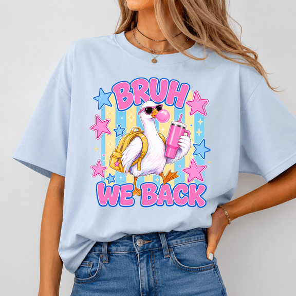 Godmerch Bruh We Back Silly Goose Shirt, Funny Back to School Teacher Tee, Cute Goose Graphic T-Shirt, First Day of School Gift, Classroom Humor, Elementary Preschool Kindergarten Teacher