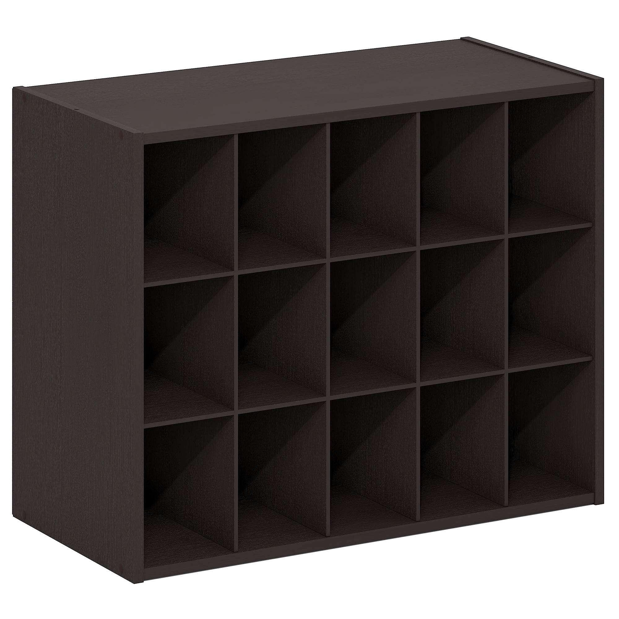 Furinno FANO Shoe Rack, 15-Cube Shoe Organizer, Stackable Shoe Storage, 11.4 x 24.2 x 19.3, for Closet Entryway, Office, Garage, Dark Oak