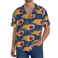 thumbnail image 3 of Xecao offers the Burning Rugby Balls for Men's Casual Short-sleeved Shirt, a button-up collared shirt with a pocket, perfect for beach vacations and yacht travel in the Small size., 3 of 7