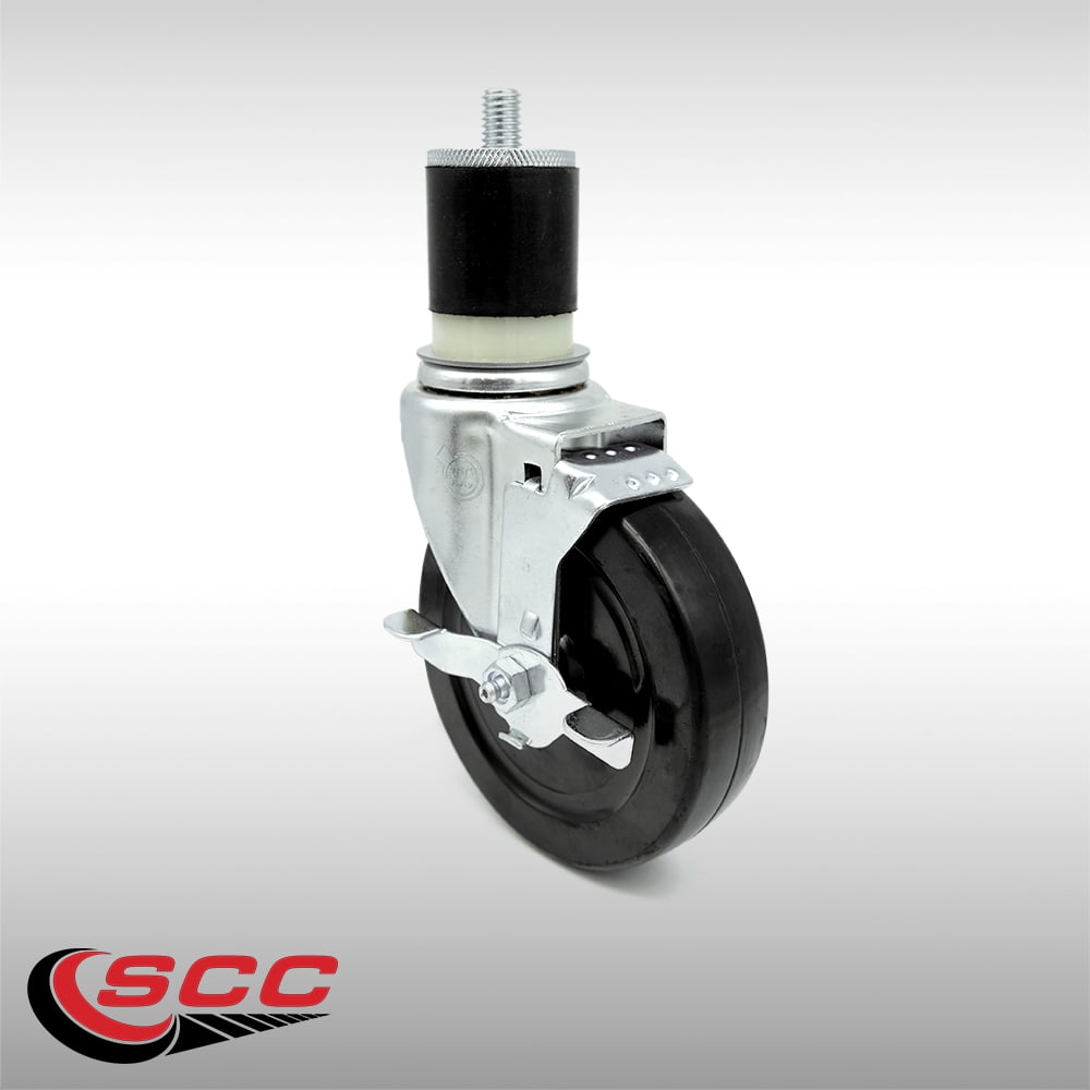 Stainless Steel Hard Rubber Swivel Expanding Stem Caster w/5" x 1.25