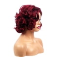 thumbnail image 5 of Fashionable Wine Red short curly synthetic wig/headpiece, 5 of 10