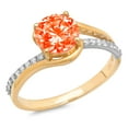 thumbnail image 2 of 1.71 ct Round Cut Simulated Red Diamond Solitaire with Accents Engagement Ring for Women in 18K White/Yellow Gold, 2 of 2