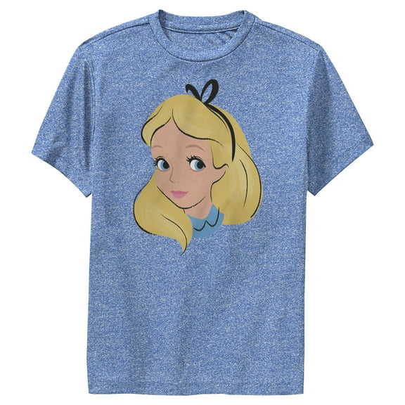 Boy's Alice in Wonderland Cartoon Alice Portrait Performance Graphic Tee Royal Blue Heather X Large