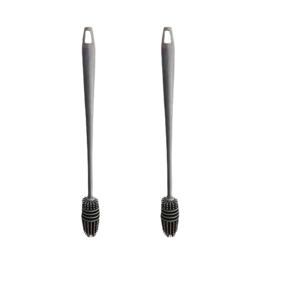 2-Pack Silicone Bottle Cleaning Brush, 13.4 in Long Handle with Soft Bristles, Narrow Neck Water Bottle Cleaner for Tumblers, Vases, Gray