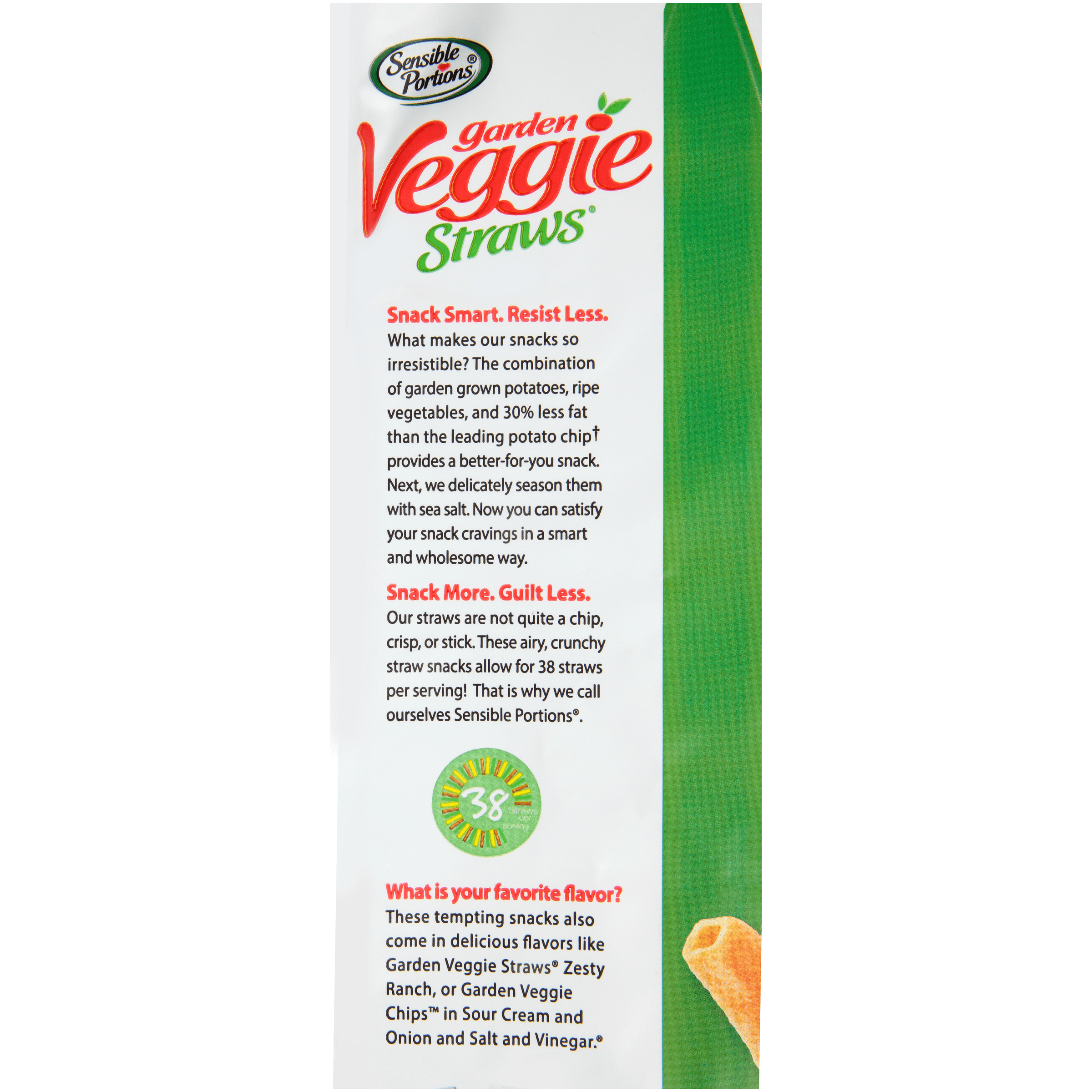 Sensible Portions Garden Veggie Straws, Sea Salt, 2.75 oz