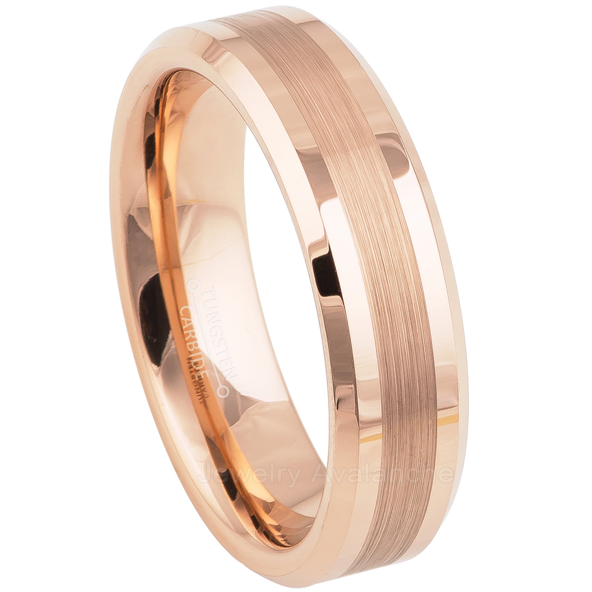 Tungsten Wedding Band Ring 10mm 8mm 6mm 4mm for Men Women Comfort Fit 18k Rose Gold Plated Beveled Edge Brushed Polished FREE Custom Laser Engraving Lifetime Guarantee