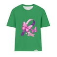 thumbnail image 3 of CLOISE Pink Breast Cancer Tops Women Short Sleeve Crewneck Tops Butterfly Ribbon Pink Breast Cancer Survivor Gifts Tee Shirts Cute Casual Shirts Cancer Support Clothes Green S, 3 of 3