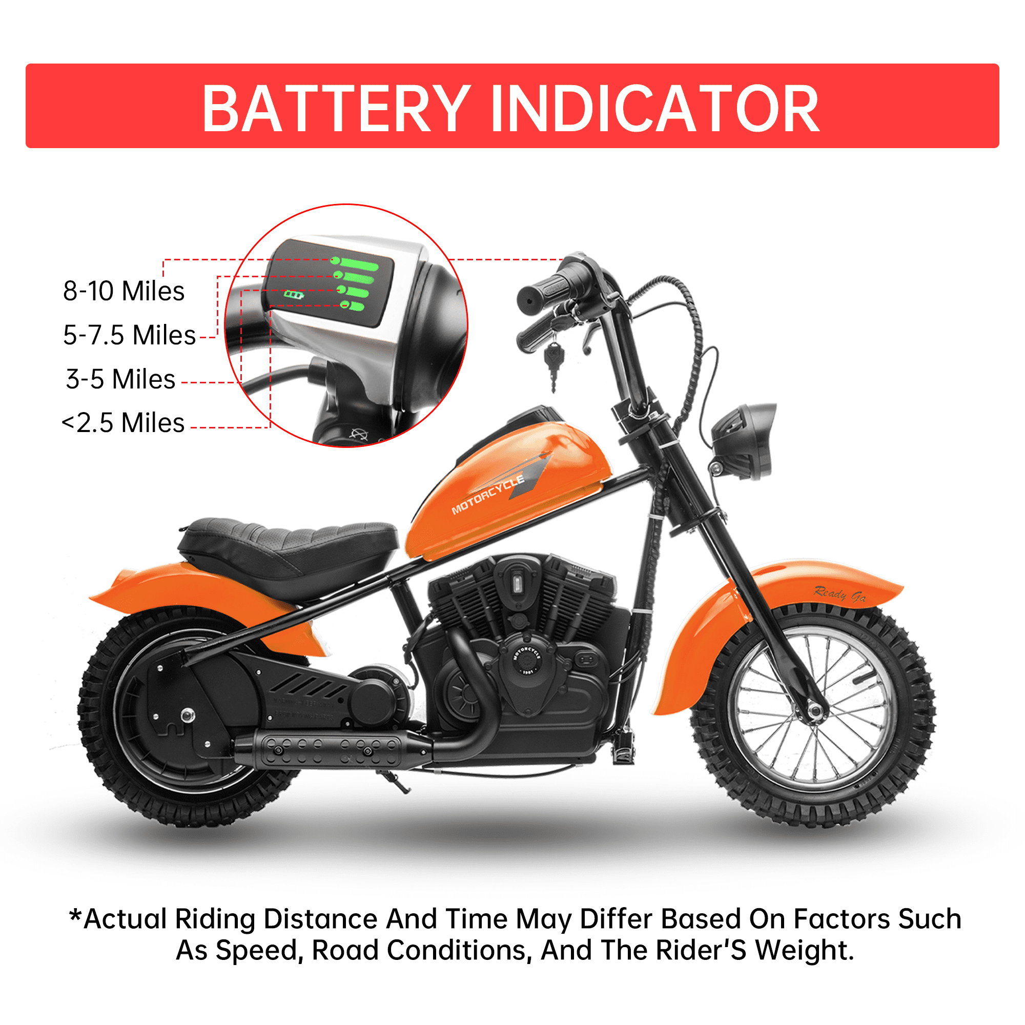 Roromall 24V Electric Dirt Bike, 250W Electric Motorcycle w/LED Light, Leather Seat- 2 Speed Max Up to 14MPH & 60 Minutes Continuous Motorbike