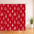 thumbnail image 2 of Christmas Tree Shower Curtain Red and White Xmas Pine Trees Snowflake Seamless Pattern Winter Holiday Happy New Year Festival Farmhouse Cartoon Decor Fabric Bath Curtain with Hook, 2 of 3