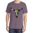 thumbnail image 2 of Wild Bobby, Colorful Rainbow Cow Bull Skull, Animal Lover, Garment-Dyed Washed Look Short Sleeve T-Shirt, Rosewood, Small, 2 of 3