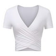 thumbnail image 1 of Gibobby Playeras Mujer Blusa de MujerCuello en V Manga CortaViajes（Blanco， XS), 1 of 5