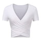 thumbnail image 2 of Pntutb Mujeres Cuello en V Profundo Manga Corta Unique Slim Fit Coss Wrap Blusa Crop tops Pntutb Pntutb-265, 2 of 6
