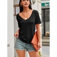 thumbnail image 5 of Women Large V-Neck Short Sleeve Bottoming Shirt, 5 of 6