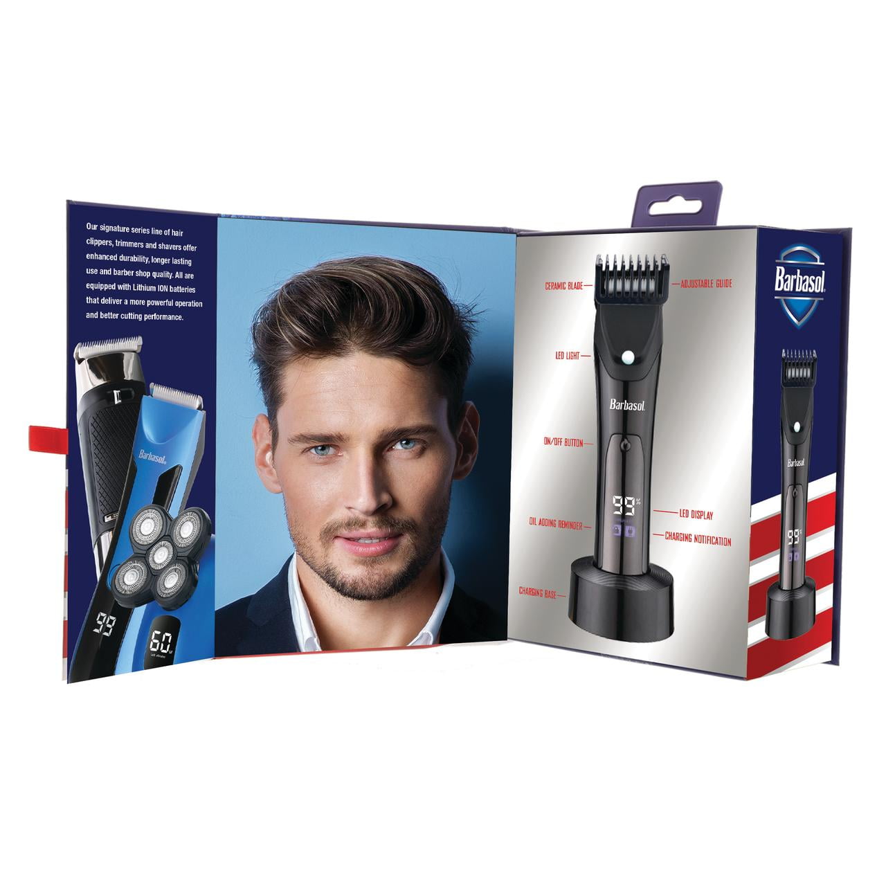 Barbasol Rechargeable LCD Beard Trimmer with Ceramic Blade and LED Light