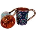 thumbnail image 5 of Rastogi Handicrafts Handmade Pure Copper Outer Hand Painted Art Work Wine, Vodka, Beer,Cocktail,Juice, Cold Coffee Straight Mug - Cup 16 oz Pack Of 4 Mug (BLUE), 5 of 5
