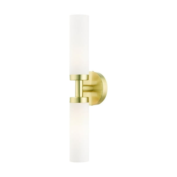Livex Lighting Aero 2-Light Glass & Metal ADA Vanity Sconce in Satin Brass