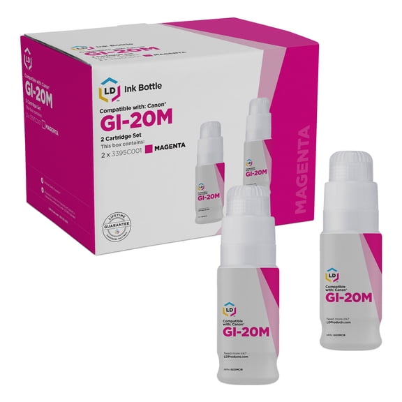 LD Products Compatible Ink Bottle Replacement for Canon GI-20M (Magenta, 2PK) Ink