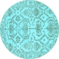 thumbnail image 1 of Ahgly Company Indoor Round Abstract Light Blue Modern Area Rugs, 4' Round, 1 of 4