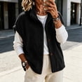 thumbnail image 5 of Kinrui Womens Fuzzy Fleece Vest Oversized Casual Warm Sherpa Jacket Sleeveless Button Down Outerwear with Pockets Solid Color Cap Sleeve Loose Fit Fall Winter Coats Black XXXL, 5 of 7