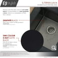 thumbnail image 6 of Stylish Undermount 16" Graphite Black Single Bowl Kitchen Sink with Grid & Strainer S-709XN, 6 of 16