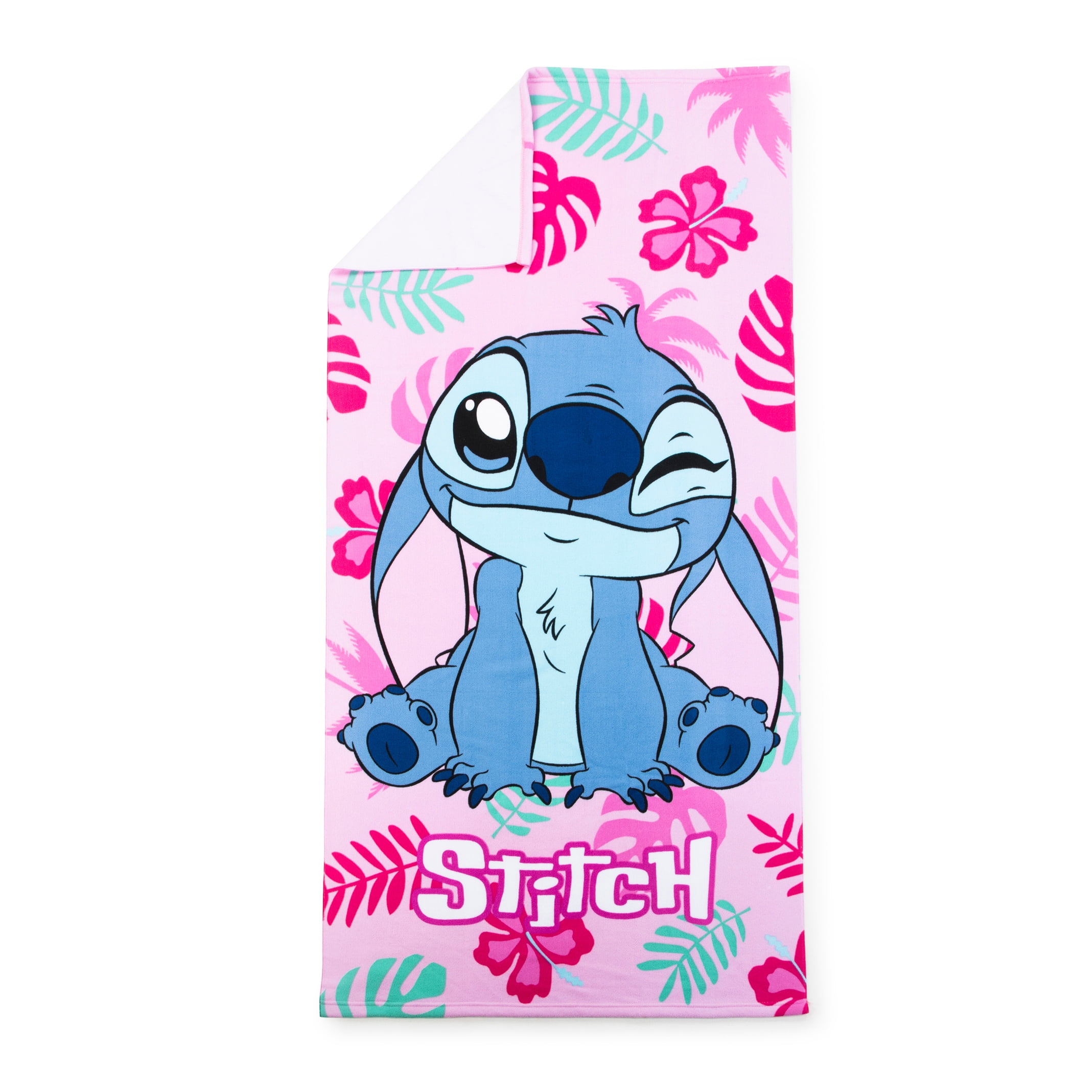 Lilo & Stitch Tropical Treasure 28" x 58" Kids Beach Towel, Cotton, Pink, Disney
