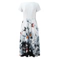 thumbnail image 4 of USSUMA Sundress Women Beach Vacation, Women Casual Loose Bohemian Floral Dress Short Sleeve Long Maxi Summer Beach Swing Dress Sundress, 4 of 6