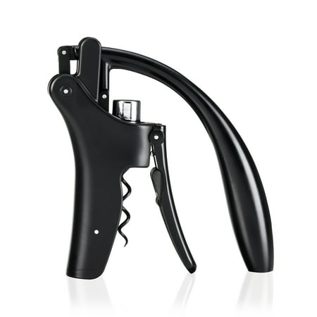 

TRUE-True Lever Corkscrew Vertical Wine Opener Two-Motion Ergonomic Handle Non-Stick Worm Black