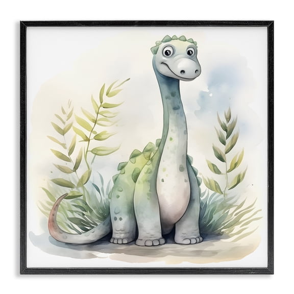 Stupell Industries Bohemian Crafty Critters Dino Black Framed Giclee Art, 12 x 12, by Steve Hunziker