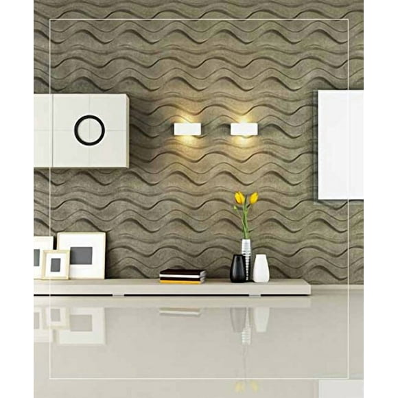 Easy Peel & Stick, Stick On, Durable Plastic Textured Decorative 3D Wall Panel - GAPLESS Wave Design. 12 Panels. 32 SF
