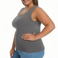 thumbnail image 4 of Fanxing Women Plus Size Tank Tops with Built-in Padded Bra Adjustable Strap V-Neck Camisole Cotton Cami Shirts Gray,XL, 4 of 8