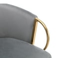 thumbnail image 5 of 2 Bar Stools 26" Gray Velvet Gold Leg Chrome Footrest, 5 of 19