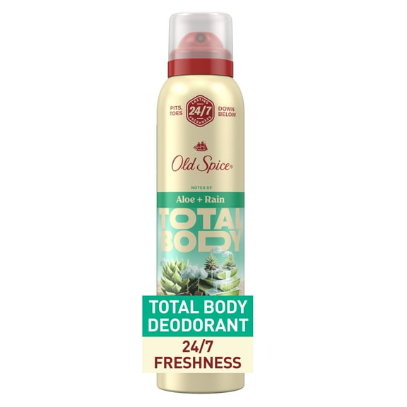 Old Spice Whole Body Deodorant for Men, Total Body Deodorant, Aloe   Rain, Aluminum Free Spray for 24/7 Freshness 3.5oz