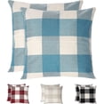 thumbnail image 1 of Plaid Cushion Covers , Set Of 2 Wrinkle Resistant And Breathable Linen Pillowcase,blue, 1 of 5