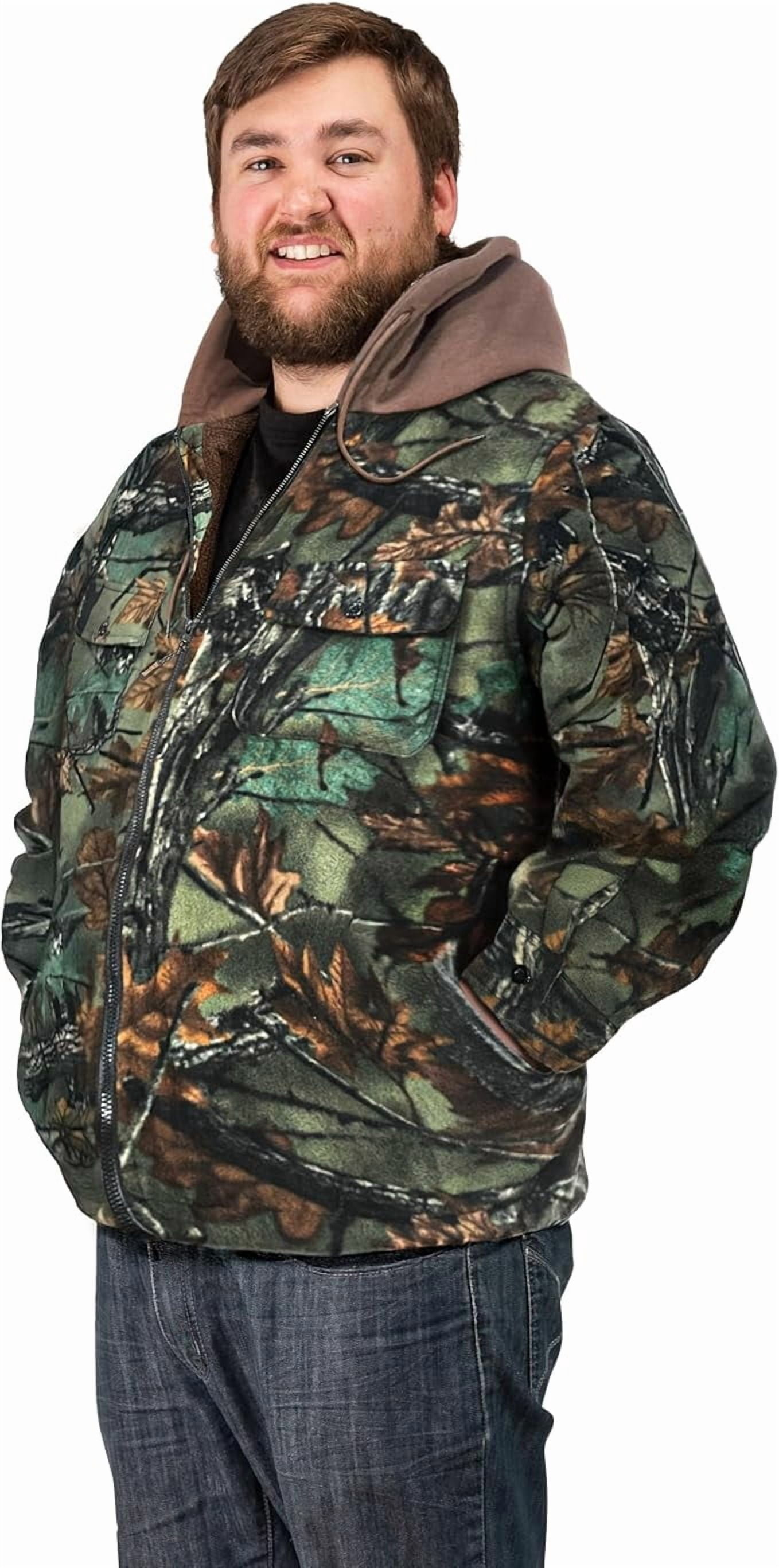 TrailCrest Men's Warm Sherpa Lined Hoodie Fleece Shirt Jacket, Classic Zip Up Camouflaged, 2X