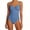 #0132Blue, variant on Womens Plus Size One Piece Swimsuit European Solid Color Belly Covering Fashion Slimming Swimsuit with Shaping Bust Support Crisscross Back Beach Vacation Outfit