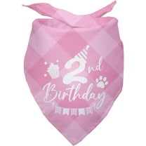 Dog Birthday Bandana Dog 2nd Birthday Bandana Plaid Pink Dog Bandana Pet Dog Lover Gifts Happy Birthday Dog Triangle Scarf for Pet Dog Puppy 2nd Birthday Party Decoration