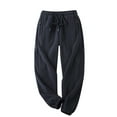 thumbnail image 2 of Pantalones largos para hombre, informales, de otoño, de color liso, con cintura elástica y lazo, de poliéster., 2 of 8