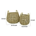thumbnail image 5 of Benjara Set of 2 Decorative Storage Baskets, Woven Construction, 2 Handles, Brown, 5 of 5