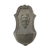 XBrand 26" Solar-Powered Wall-Mounted Lion Head Fountain, Resin, Outdoor, Gray