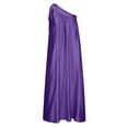 thumbnail image 3 of Sakmal Crew Neck Summer Dresses for Women 2024 Purple Maxi Solid Sleeveless Flowy Pleated One Shoulder Sundress, 3 of 5