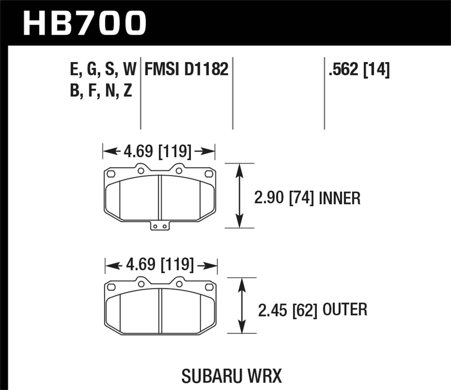 Hawk Performance HB700B.562 HPS 5.0 Disc Brake Pad Set