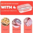 thumbnail image 2 of 4-Compartment Bento Box for Adults 1100ml, Reusable Lunch Box with Removable Divider & Spoon, Meal Prep Container for Office Hiking, Portable Lunch Box, Pink, 2 of 5