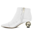 thumbnail image 3 of XYD Women Classic Crystal Low Heel Ankle Boots Pointed Closed Toe Side Zipper Short Booties Party Fashion Shoes Size 6.5 Silver White, 3 of 5