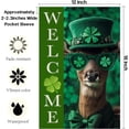 thumbnail image 2 of St Patricks Day Deer and Shamrocks Garden Flag 12x18 Inch Double Sided Linen Yard Flag Green Clovers Welcome Outdoor Holiday Decor, 2 of 6