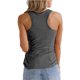 thumbnail image 2 of Top sin mangas acanalado con botones, cuello redondo, delgado, suave, informal, con botones delanteros, chaleco de verano acanalado para mujer, gris, XL, 2 of 4