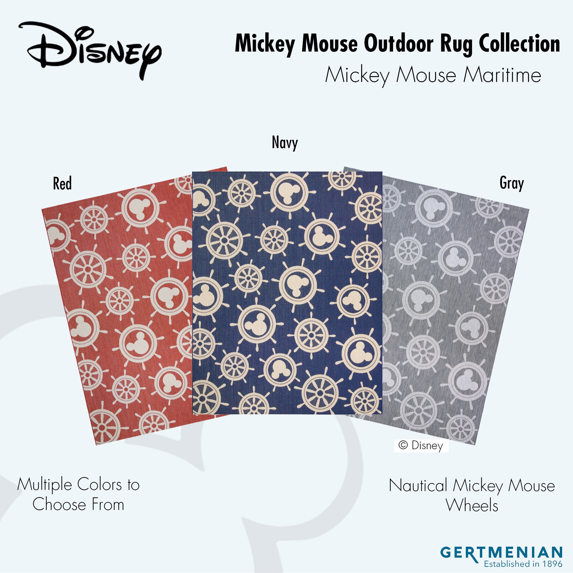 Disney Outdoor Mickey Mouse Maritime Coastal Geometric Red Area Rug, 8x10